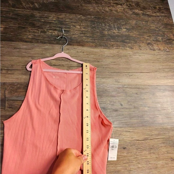 American Eagle Outfitters Pink Coral Ribbed Cropped Tank Top - Picture 3 of 7